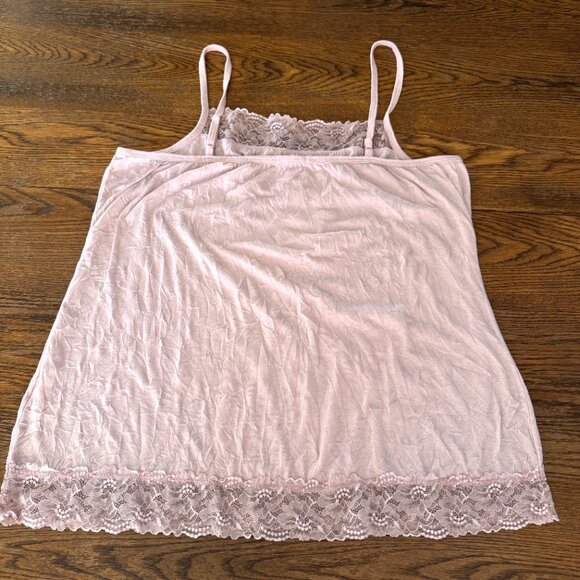Maurices Plus Size 2X PINK Stretchy Crinkle Lace Cami - Picture 2 of 11